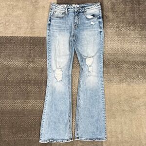 Vigoss Jagger Boot Cut Jeans Womens Size 29 Light Wash Distressed Denim Boho